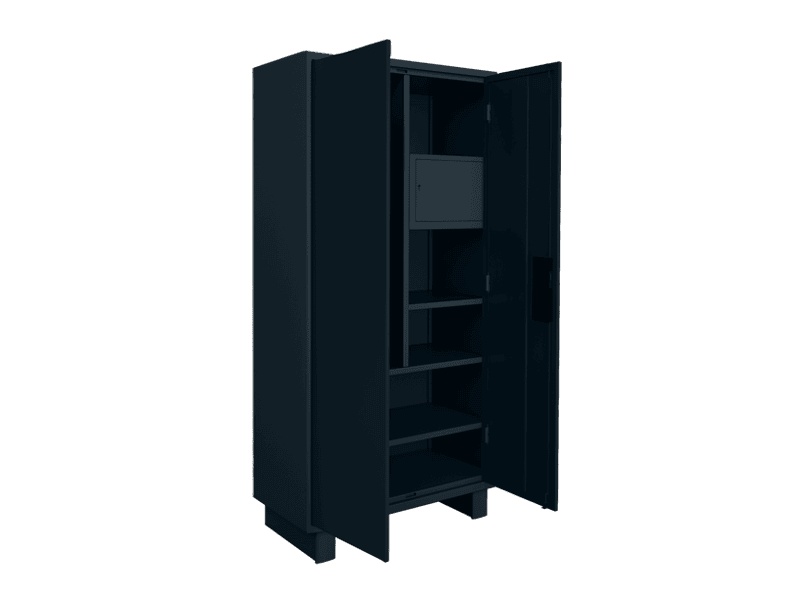 Buy H 2 Door Wardrobe In Pacific Blue With Lock Locker