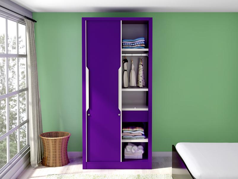 Buy Slide N Store Compact Plus 2 Door Wardrobe In Textured Deep