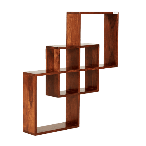 Buy Godrej Triarri Wall Shelf Sheesham in Antiq Walnut | Godrej Interio