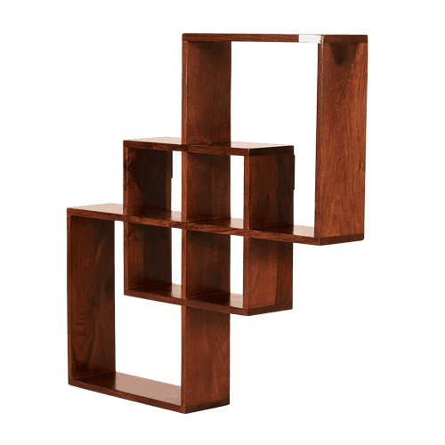 Buy Godrej Triarri Wall Shelf Sheesham in Antiq Walnut | Godrej Interio