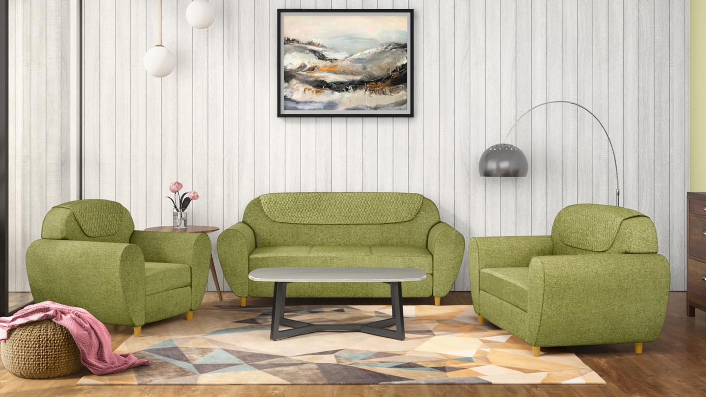 Buy Godrej Interio Petal 1 Seater Sofa in Fabric & Leaf Green Colour