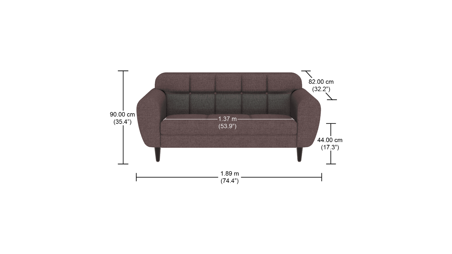 Buy Bobbin 3 Seater Sofa in Magenta | Godrej Interio