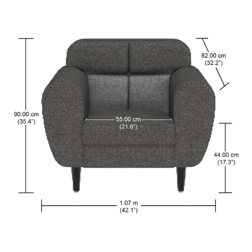 Buy Bobbin 1 Seater Sofa in Charcoal Grey | Godrej Interio