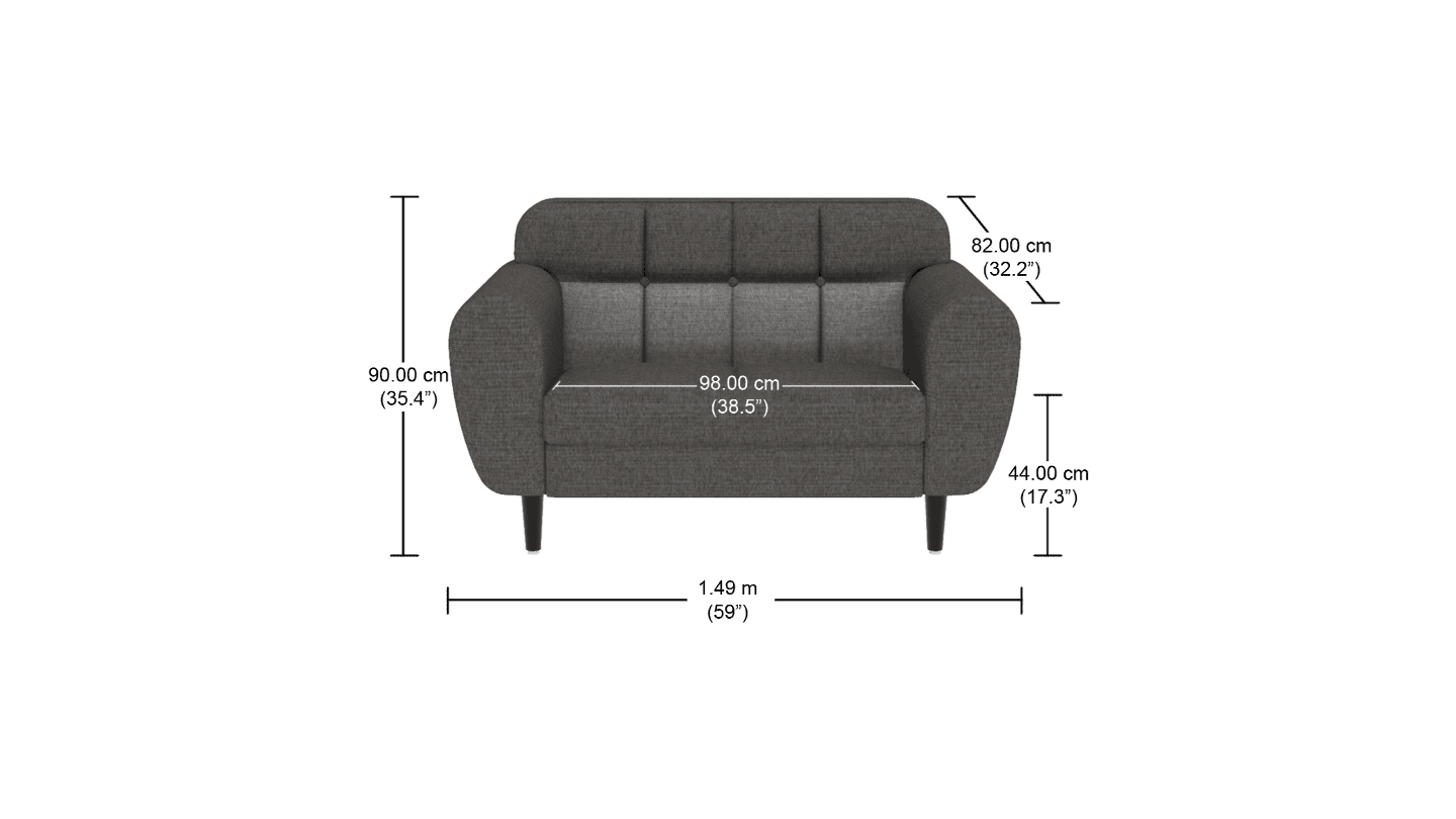 Buy Bobbin 2 Seater Sofa in Charcoal Grey | Godrej Interio