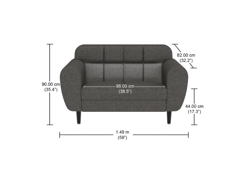 Buy Bobbin 2 Seater Sofa in Charcoal Grey | Godrej Interio