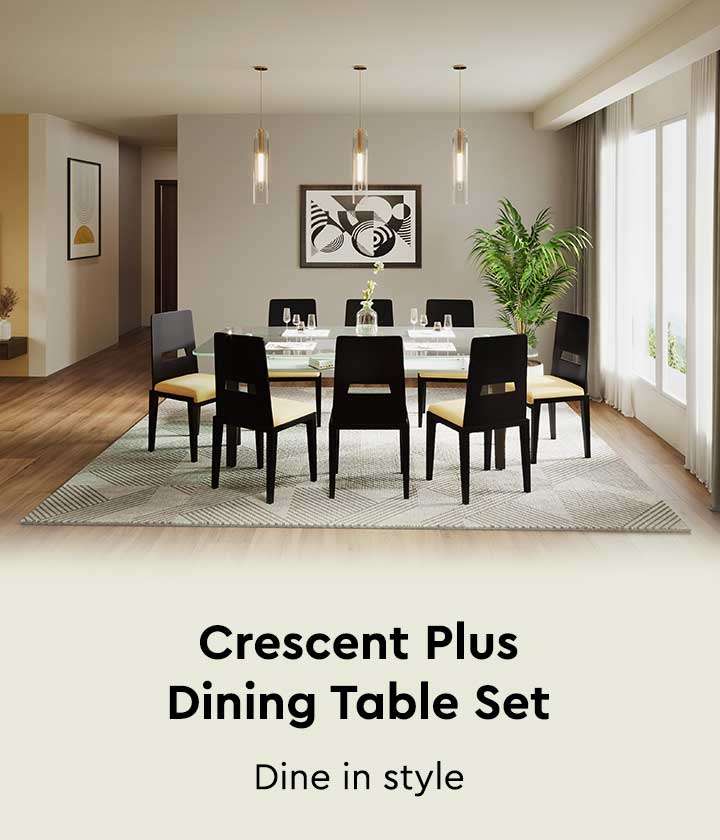 Buy Crescent Plus 8 Seater Dining Table in Dark Chocolate upto 70