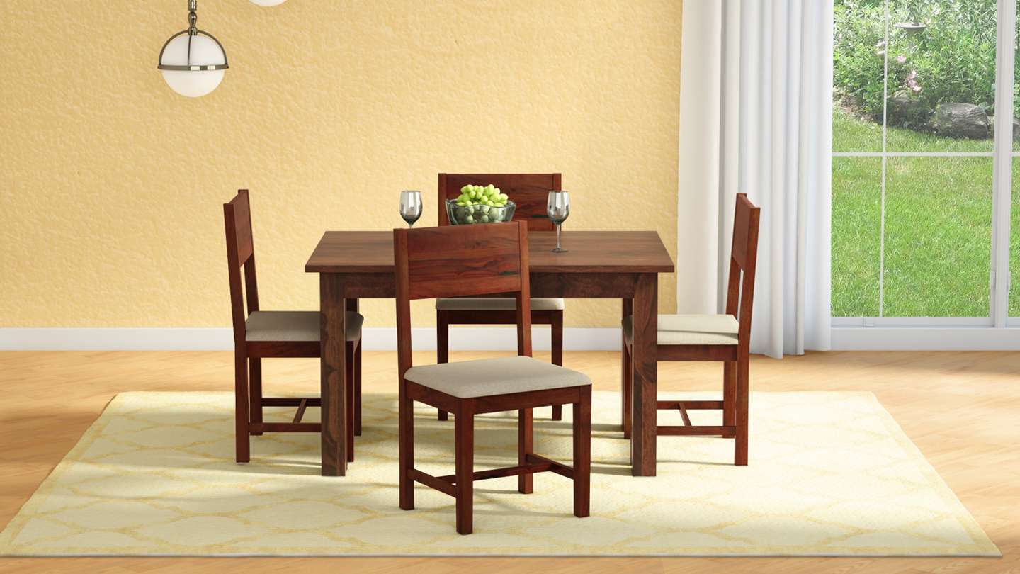 Buy Grande 4 seater Dining Table in Dark Brown | Godrej Interio