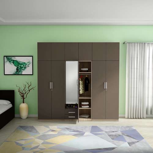 Buy Kalista 1 Door Wooden Wardrobe in Graphite Grey | Godrej Interio