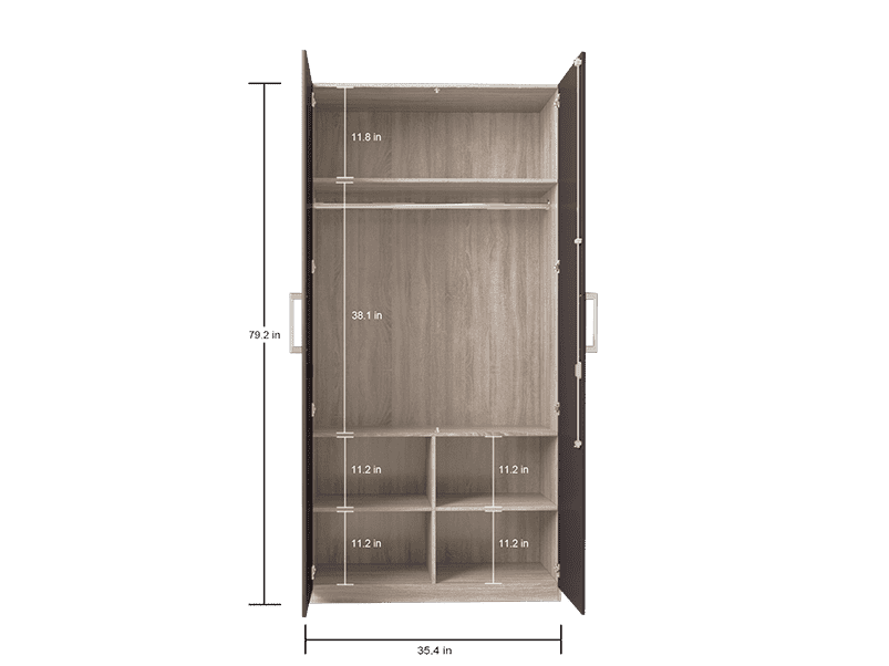 Buy Kalista 2 Door Wooden Wardrobe in Graphite Grey | Godrej Interio