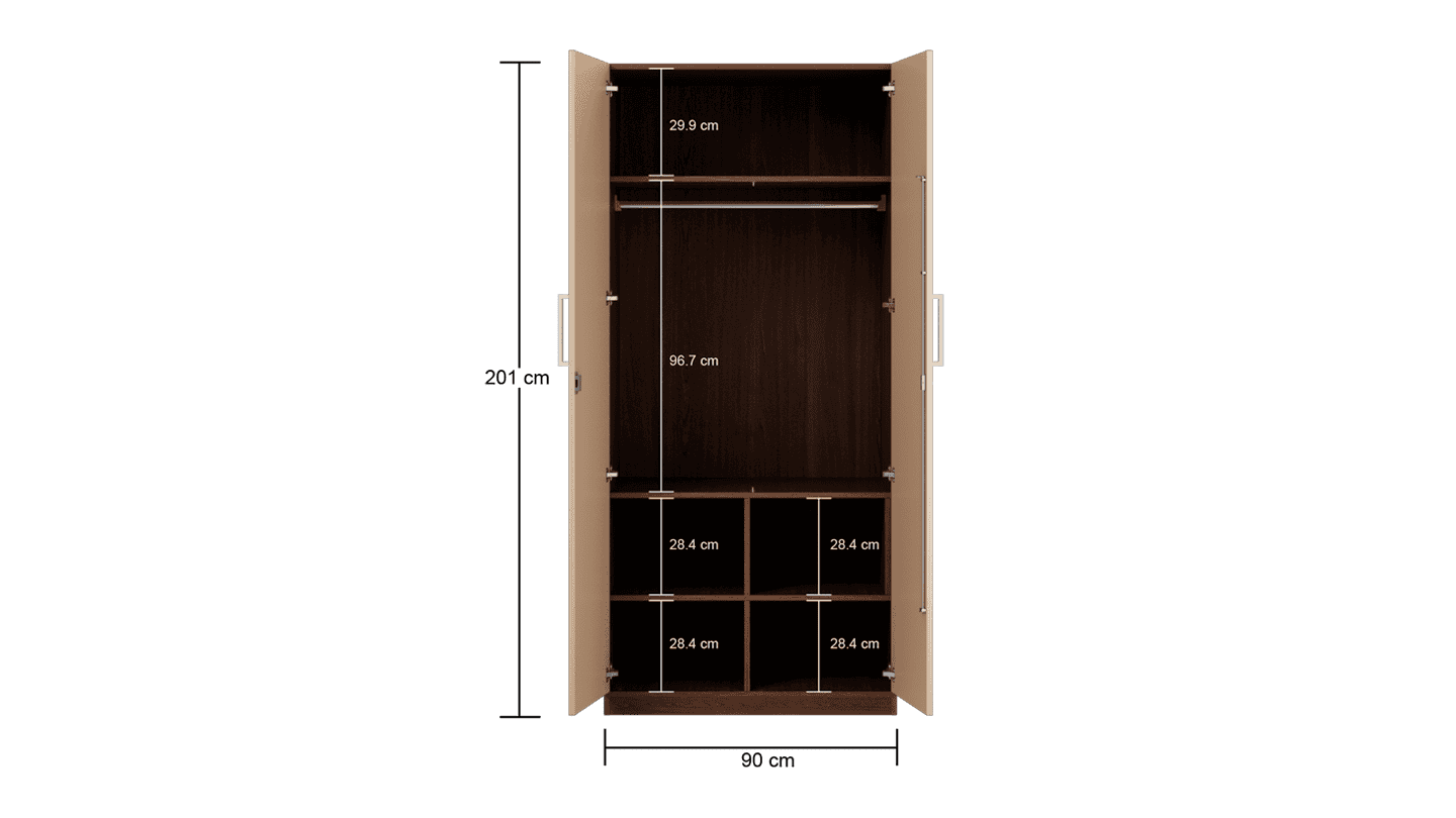 Buy Kalista 2 Door Wooden Wardrobe in Cream | Godrej Interio