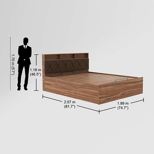 Buy Ray King Size Bed (With Hydraulic Storage) in Dark Brown colour upto  60% Discount