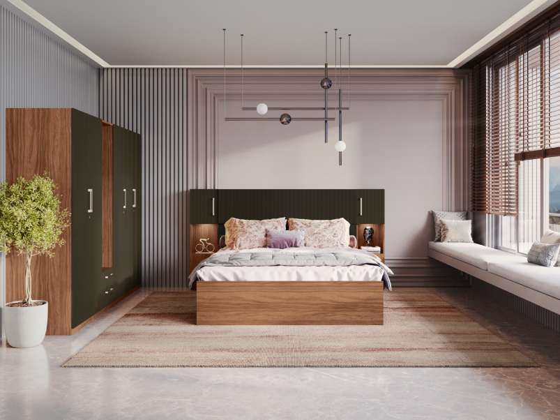 Godrej interio deals bed and wardrobe