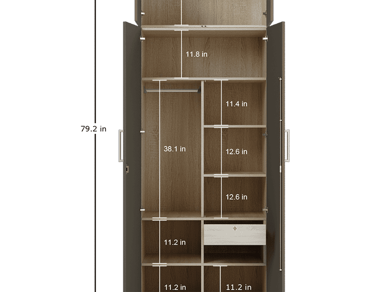 Buy Kalista 2 Door Wooden Wardrobe Ohu Drawer In Graphite Grey