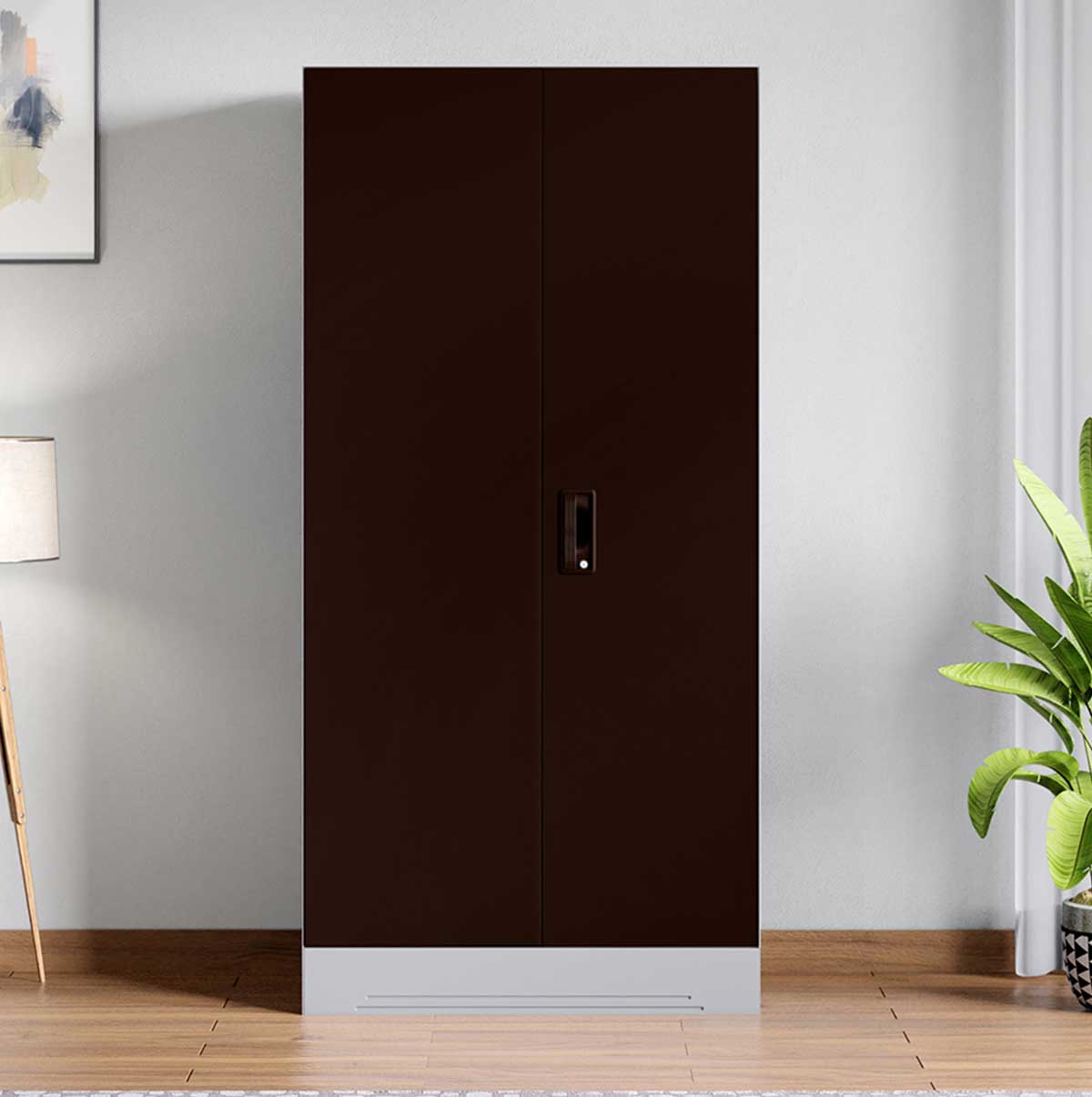 GODREJ INTERIO Slimline Fantasia 2 Door Steel Almirah with 4 Shelves in  Dark Wood : : Home & Kitchen