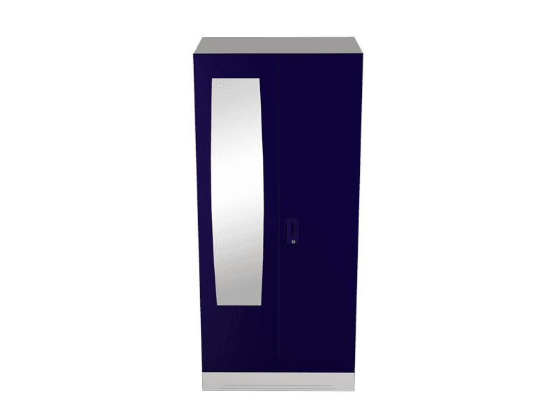 Buy Slimline Steel Almirah Locker Drawer Mirror In Blue