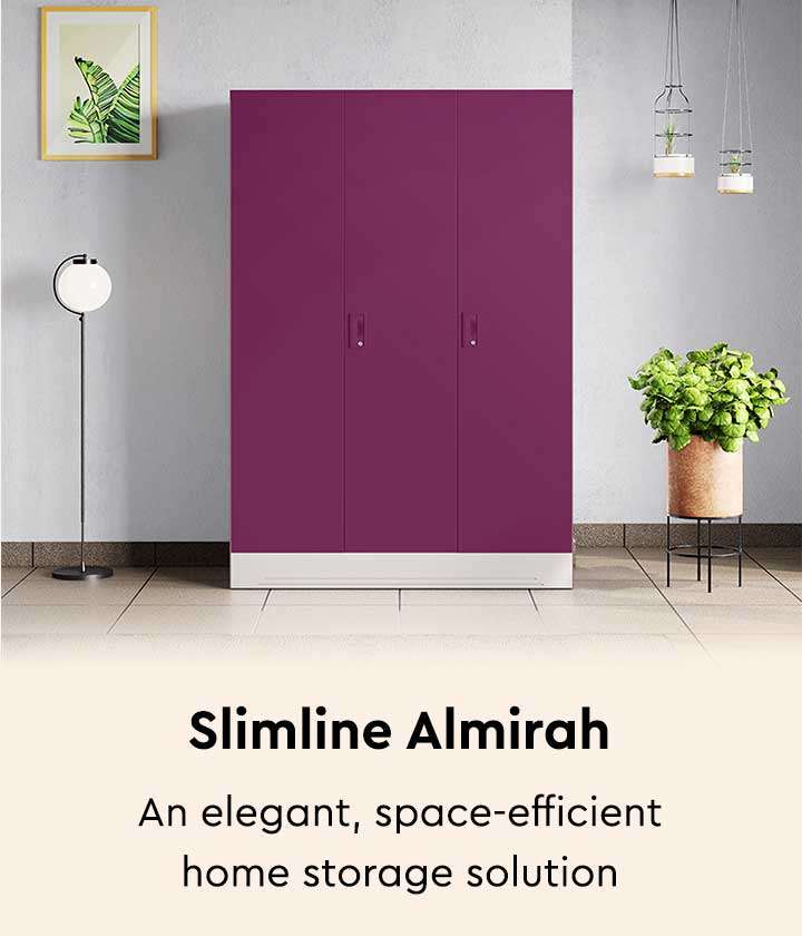 GODREJ INTERIO Slimline Fantasia 2 Door Steel Almirah with 4 Shelves in  Dark Wood : : Home & Kitchen