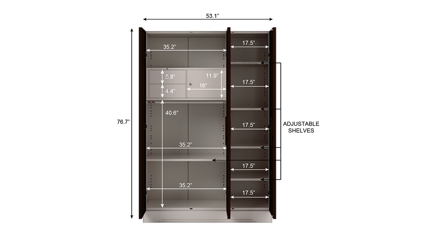 Buy Slimline Fusion 3 Door Steel Almirah (2 Drawer Body) in Brown ...