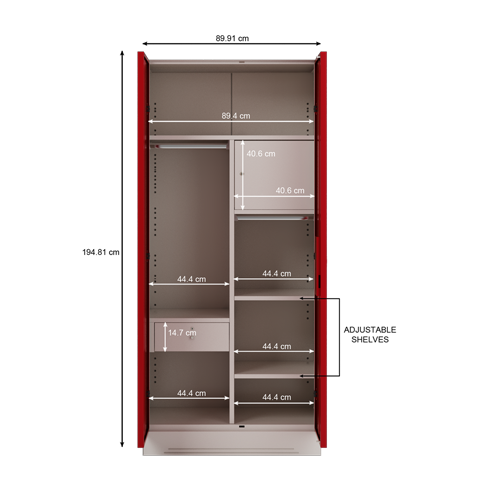 GODREJ INTERIO Slimline Fantasia 2 Door Steel Almirah with 4 Shelves in  Dark Wood : : Home & Kitchen