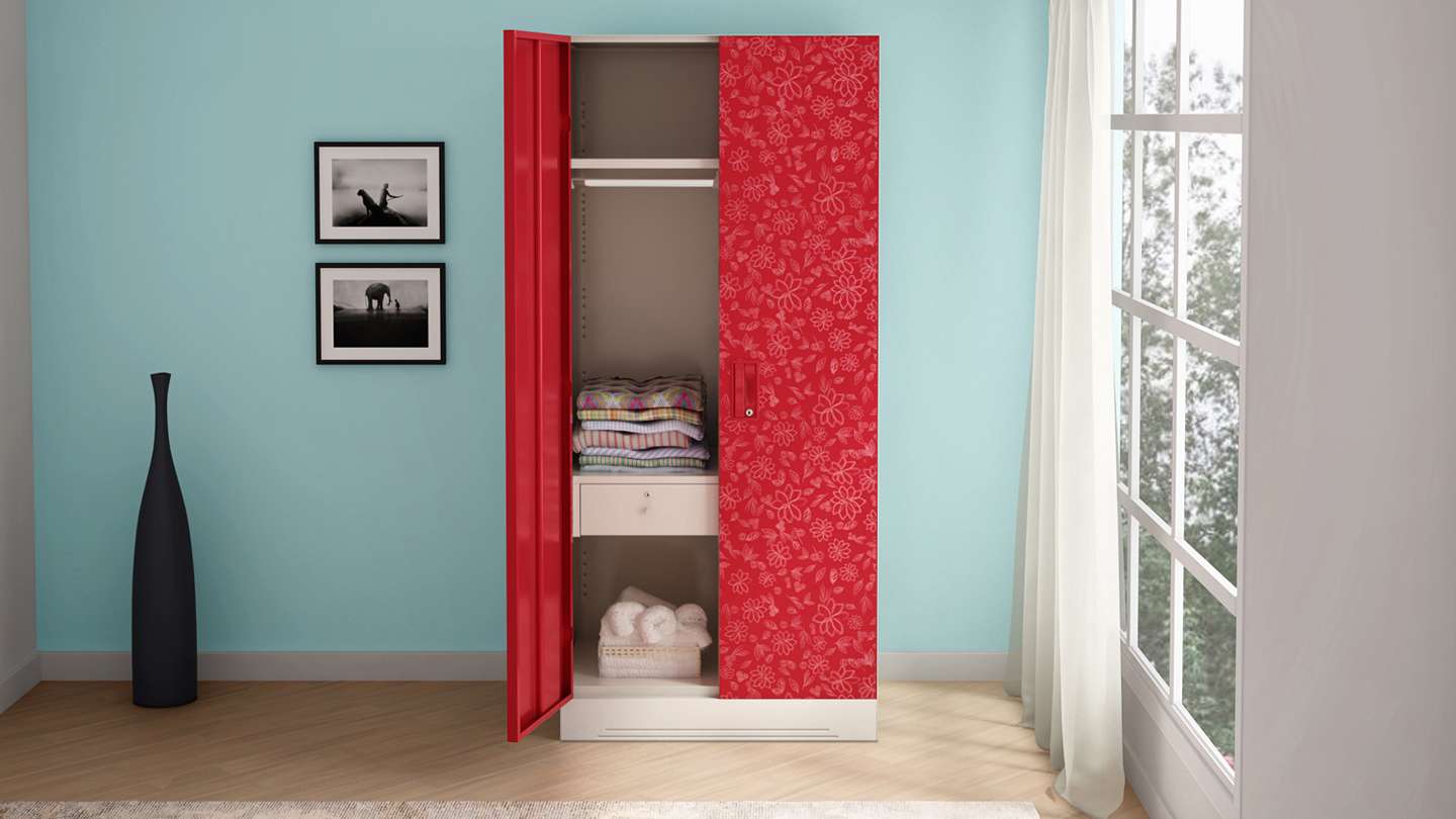 GODREJ INTERIO Slimline Fantasia 2 Door Steel Almirah in Red