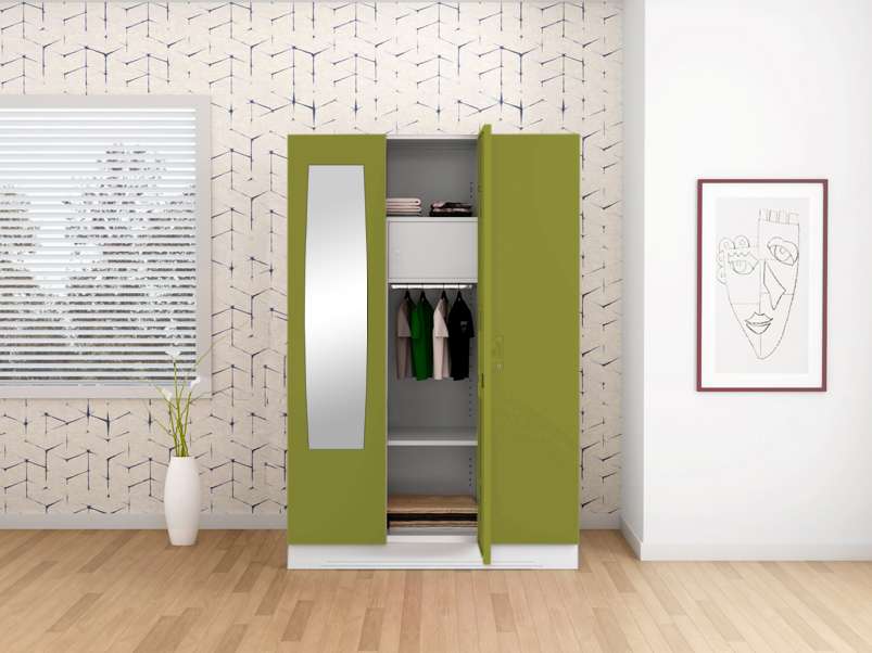 Steel almirah with on sale mirror and locker